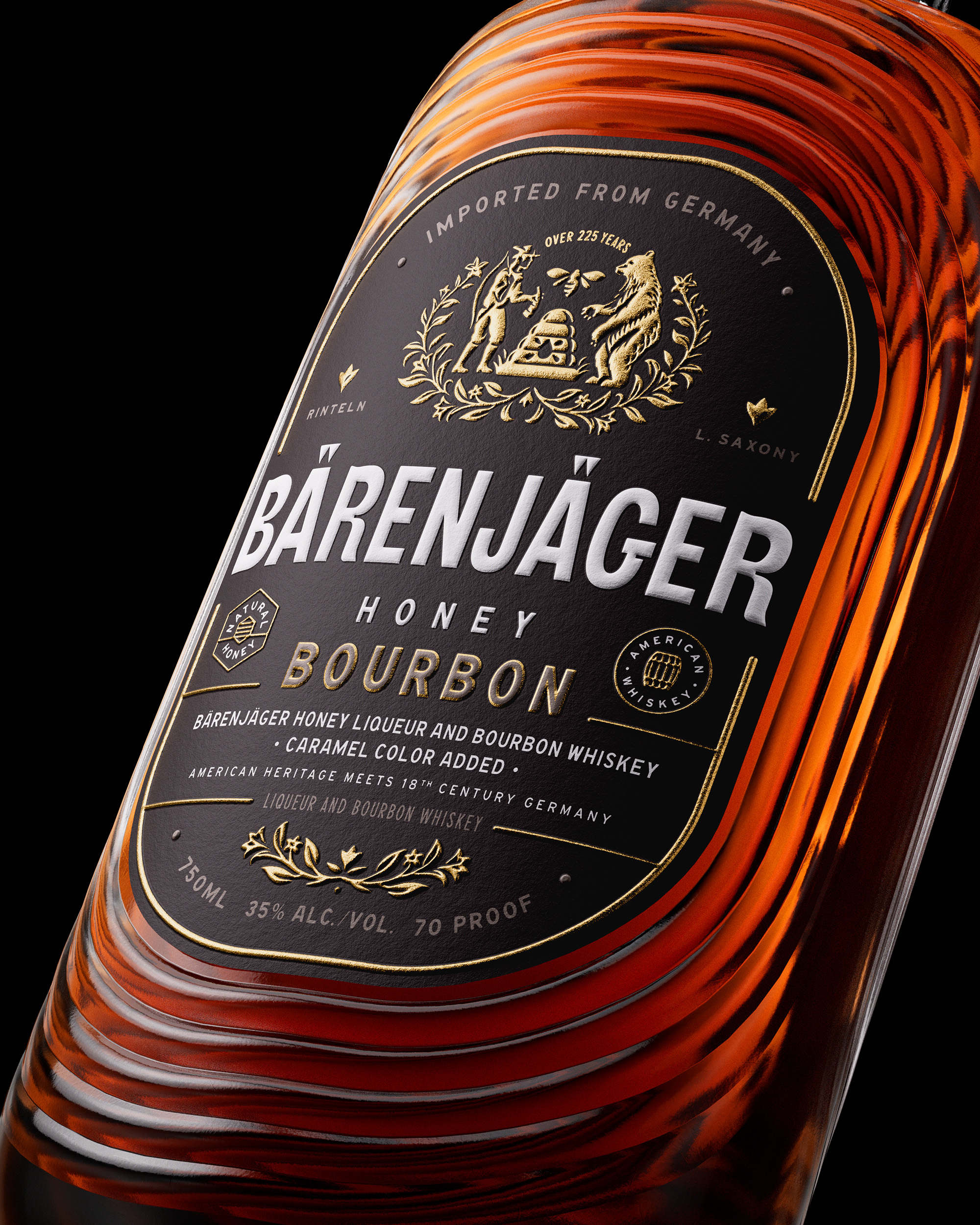 Award winning packaging design for Barenjager Bourbon