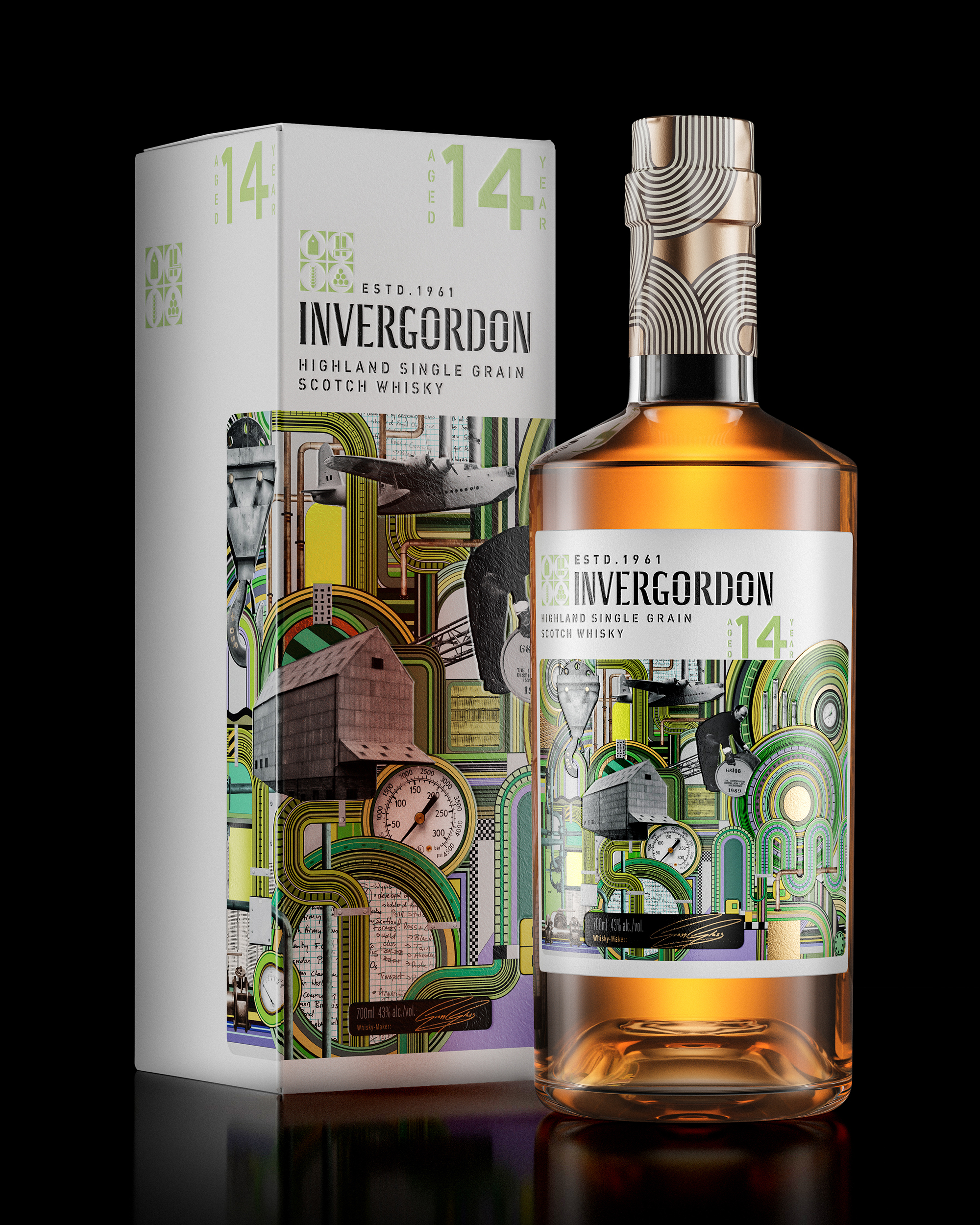 Award winning packaging design for Invergordon Scottish Whiskey